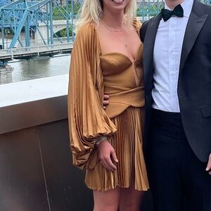 ACLER  Gold Pleated Dress